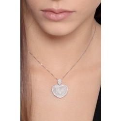 Pendentif en or blanc 18k en forme de coeur pavé de diamants 2