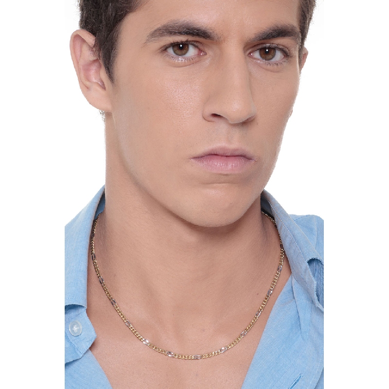  Chaîne gourmette homme en or jaune et blanc 18k