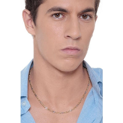  Chaîne gourmette homme en or jaune et blanc 18k