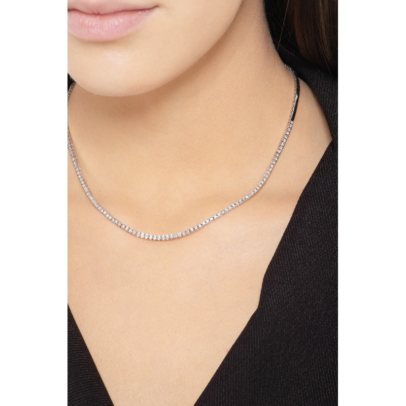 Collier tennis en or blanc 18k avec diamants 0.01 ct