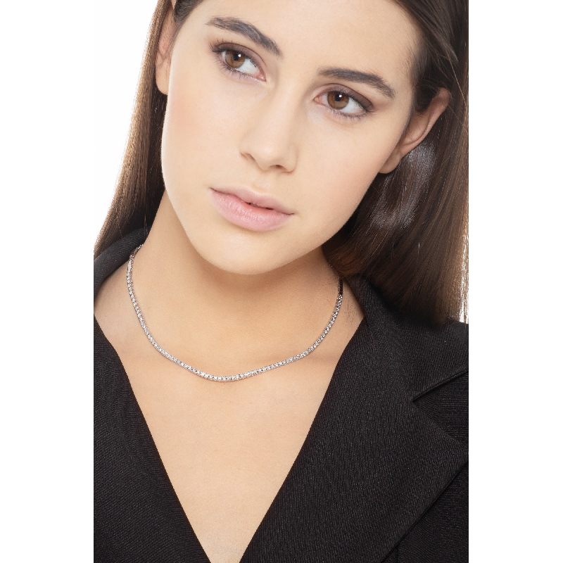 Collier tennis en or blanc 18k avec diamants ct 0,02