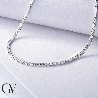 Collier tennis diamants 2.40 carats en or blanc 18k