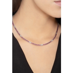 Collier tennis en or blanc 18 carats avec rubis et diamants  2