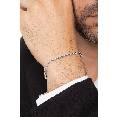Bracelet Tennis en or blanc 18k avec saphirs bleus et diamants