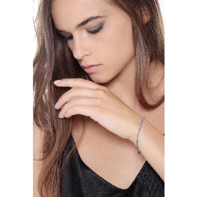 Bracelet Tennis en or blanc 18k avec saphirs bleus et diamants