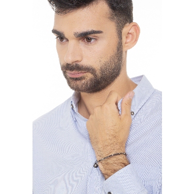 Bracelet Tennis en or blanc 18k avec diamants noirs et blancs alternés