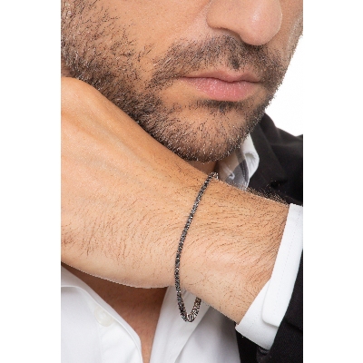 Bracelet Tennis en Or Blanc 18k et Diamants Noirs