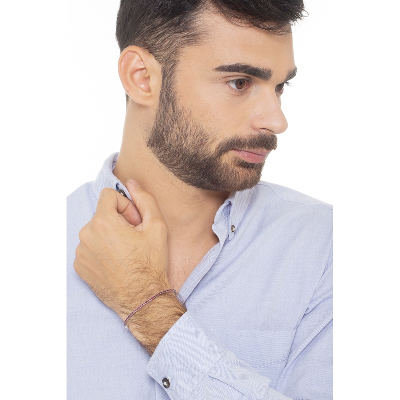 Bracelet Tennis fin en or blanc 18k avec rubis