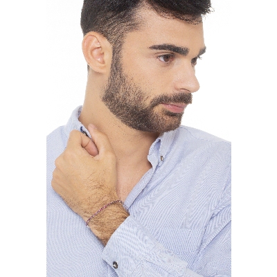 Bracelet Tennis fin en or blanc 18k avec rubis