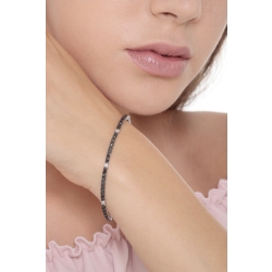 Bracelet tennis à fil en or blanc 18k diamants noirs et diamants brillant 2