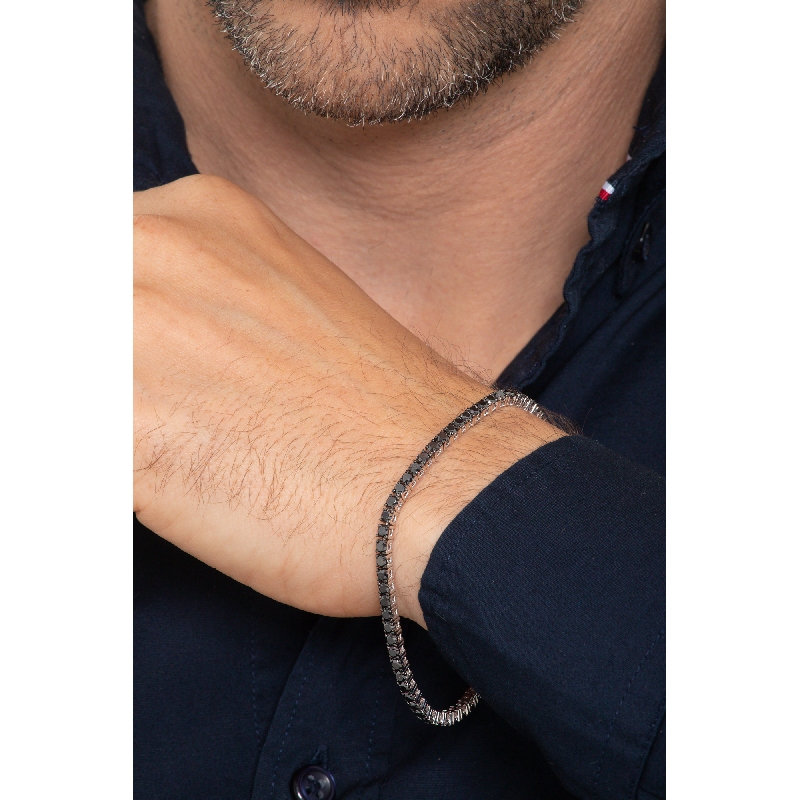 Bracelet Tennis en Or 750 avec Diamants Noirs