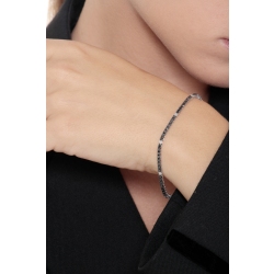 Bracelet unisex tennis fin en or blanc 18 carats avec diamants noirs et blancs 2