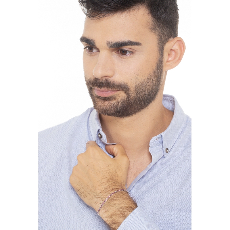 Bracelet Tennis or blanc 750 avec rubis et diamants