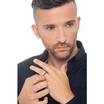 Bague Eternity en or rose 18 carats avec diamants noirs