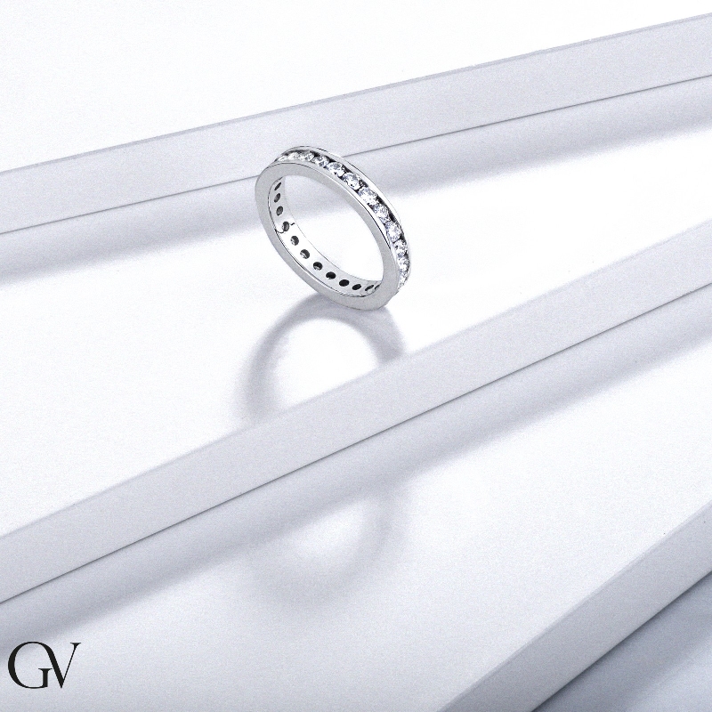 Anneau éternité diamants 0,05 ct or blanc 750 Anneau éternité diamants 0,05 ct or blanc 750