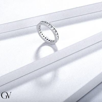 Anneau éternité diamants 0,05 ct or blanc 750