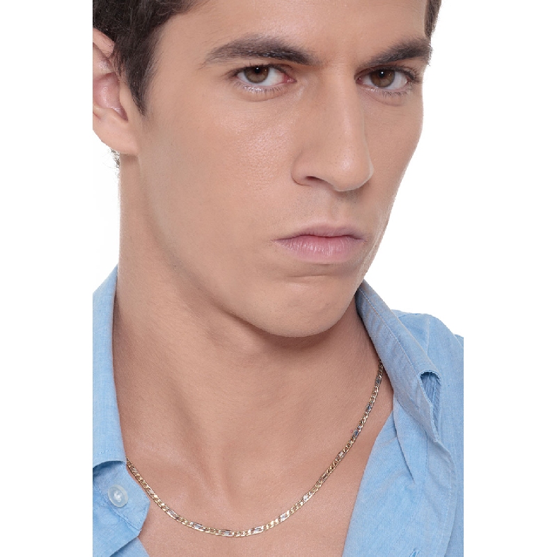 Collier homme en or jaune et blanc 18k, 50 cm Collier homme en or jaune et blanc 18k, 50 cm