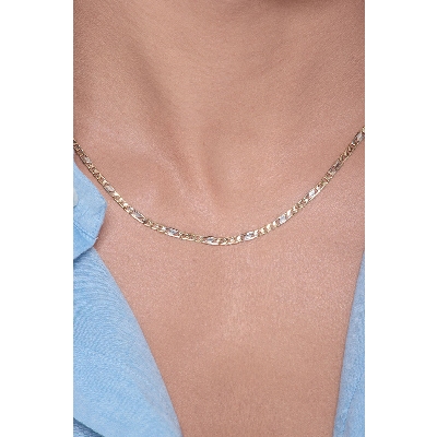 Collier homme en or jaune et blanc 18k, 50 cm