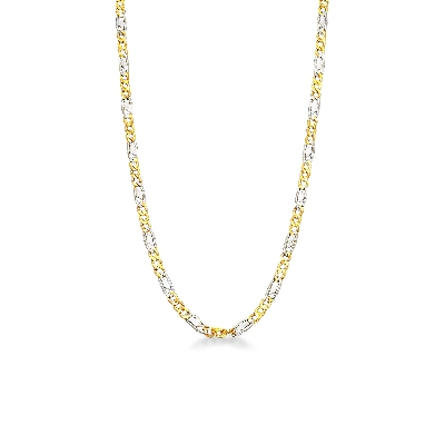 Collier homme en or jaune et blanc 18k, 50 cm