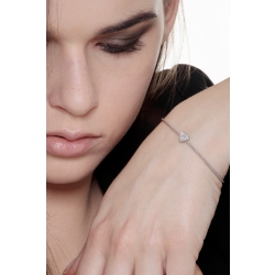 Bracelet rigide en or blanc 18k torsadé avec cœur en diamants 2
