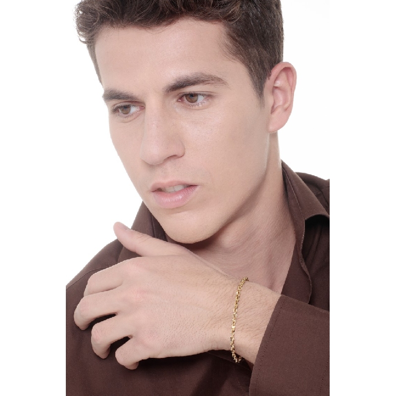 Bracelet en Or Jaune 18k a maillons diamantés de 19 cm