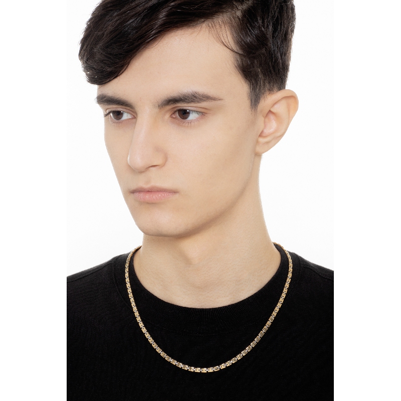 Collier homme en or jaune et blanc à maillons carrés Collier homme en or jaune et blanc à maillons carrés