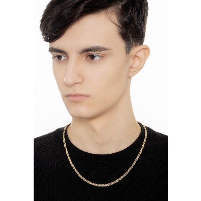Collier homme en or jaune et blanc à maillons carrés