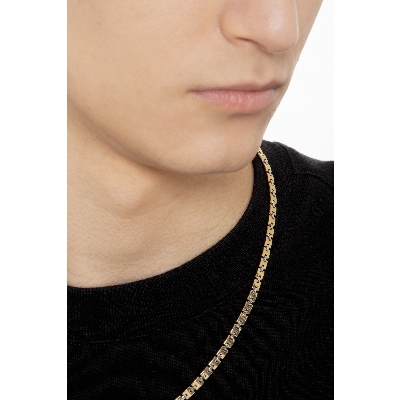 Collier homme en or jaune et blanc à maillons carrés