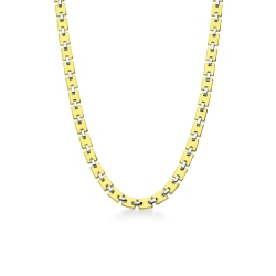 Collier homme en or jaune et blanc à maillons carrés
