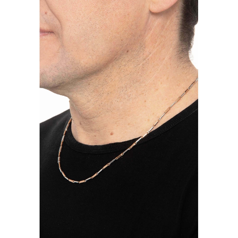 Collier avec barrettes alternées en or blanc et rose  Collier avec barrettes alternées en or blanc et rose