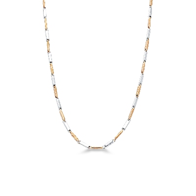 Collier avec barrettes alternées en or blanc et rose 