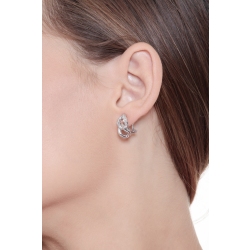 Boucles d'oreilles groumette en or blanc 18k avec diamants  2