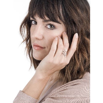  Bague trilogy contrarié en or blanc 18k avec diamants