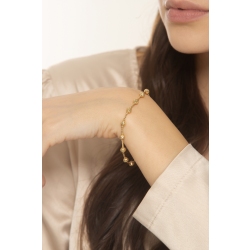 Bracelet Or Jaune 18k avec perles diamantées alternees 19.5 cm 2