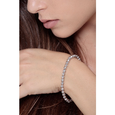 Bracelet fantaisie femme en or blanc diamanté 18k cm 19