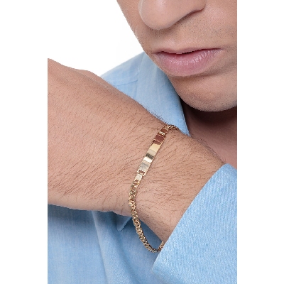 Bracelet avec plaque en or jaune 18k