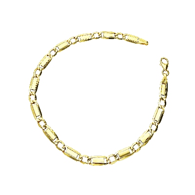 Bracelet en or jaune 18 carats à maille plate, 21 cm