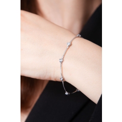 Bracelet or blanc 18k avec diamants en forme de cœur 2