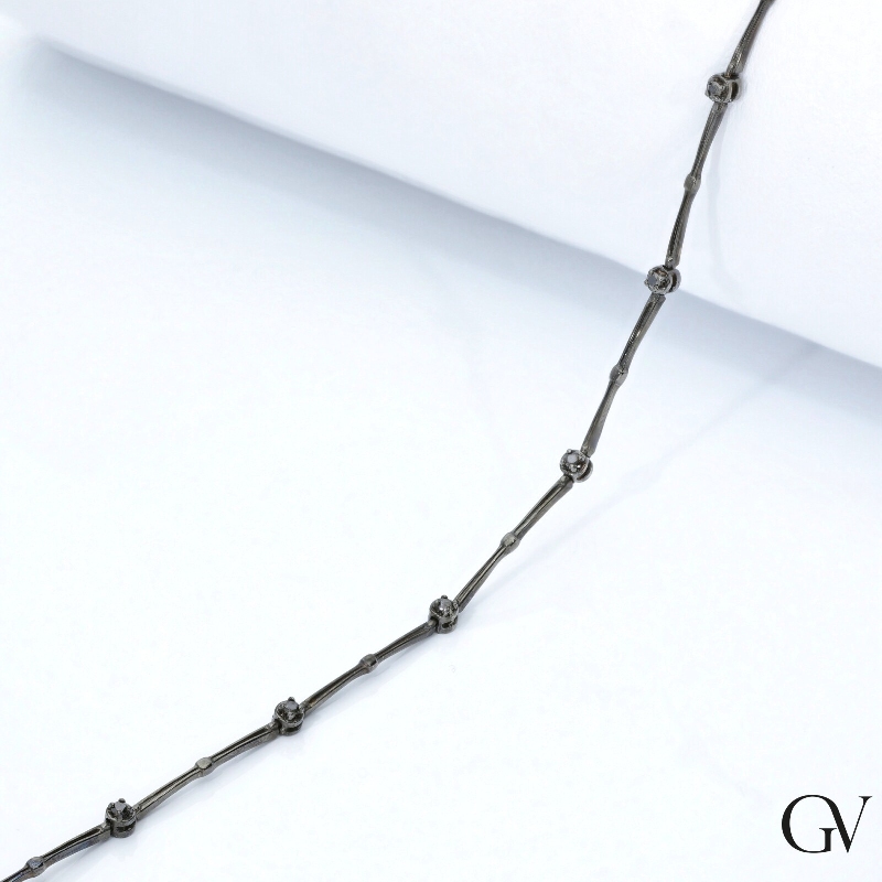 Bracelet alterné en or bruni 18 carats avec diamants noirs Bracelet alterné en or bruni 18 carats avec diamants noirs