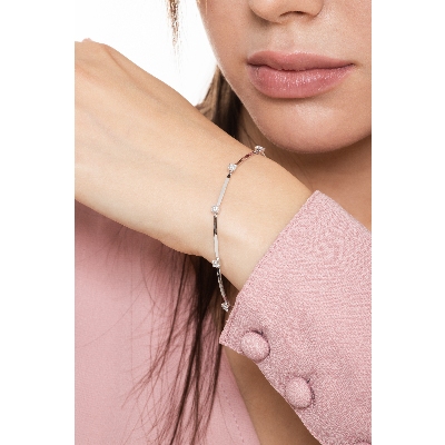 Bracelet or blanc 18k avec diamants, 18 cm