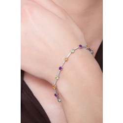 Bracelet en or blanc 18 carats avec diamants et 15 topazes multicolores 2