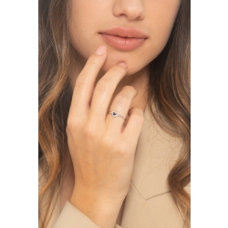 Bague or blanc 18k cœur avec saphir bleu et diamants 2