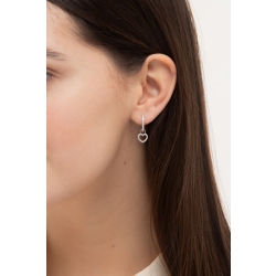 Boucles d'oreilles en or blanc 18k avec pendentif en forme de coeur 2