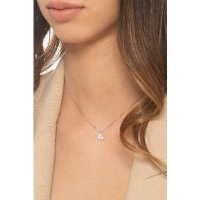 Collier cœur diamants et or blanc 18k