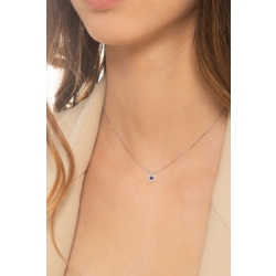 Collier or blanc 18k cœur saphir et diamants 2