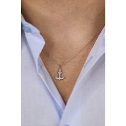 Collier or blanc 18k avec pendentif en forme d'ancre  2