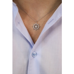 Collier en or blanc 18 carats avec pendentif gouvernail en diamants 2