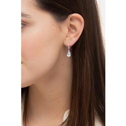 Boucles oreilles en or blanc 18 carats avec aigue marine et diamants MM8X6 2