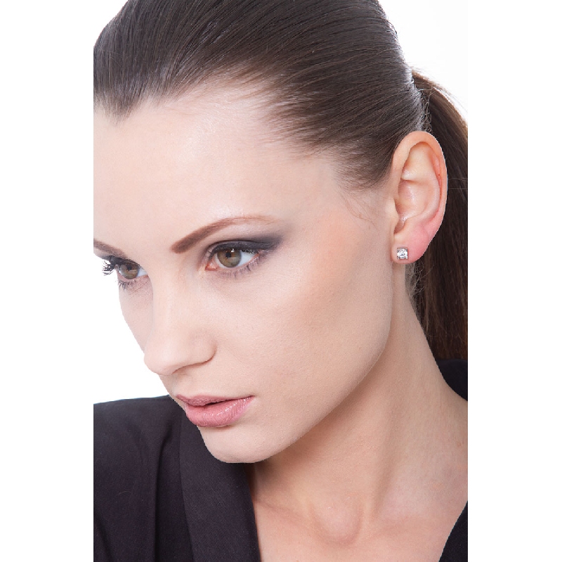 Clous d'oreilles puce brillant 0.80 ct or blanc 750