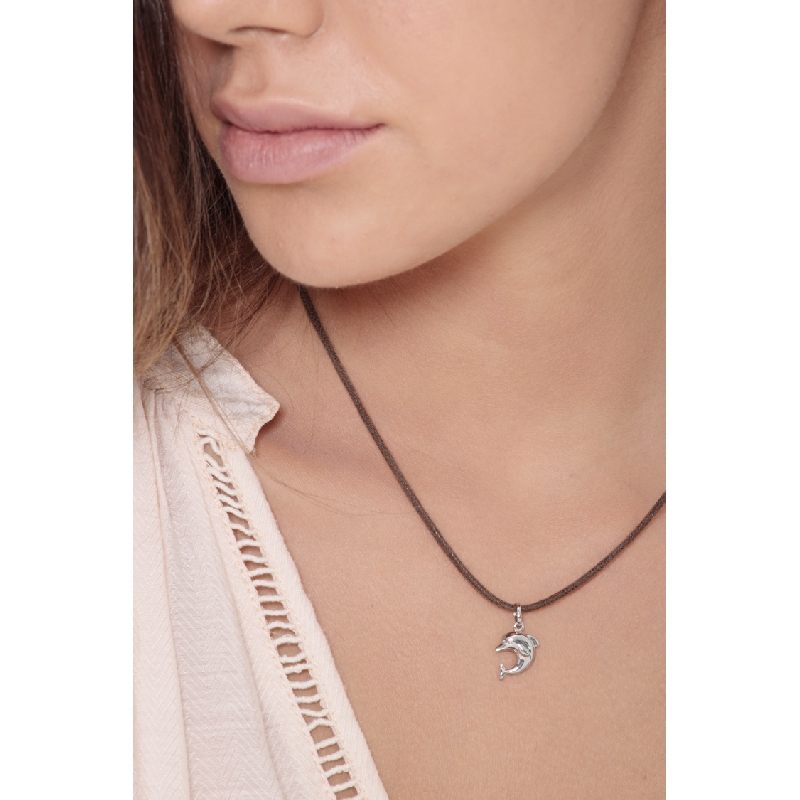 Pendentif dauphin en or blanc 18K Pendentif dauphin en or blanc 18K